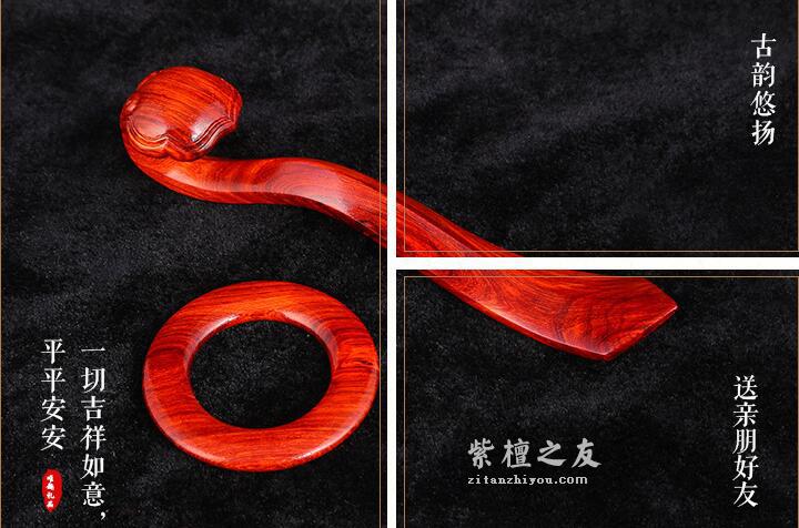 印度小叶紫檀摆件 印度手工浮雕根雕袈裟扣香炉-4
