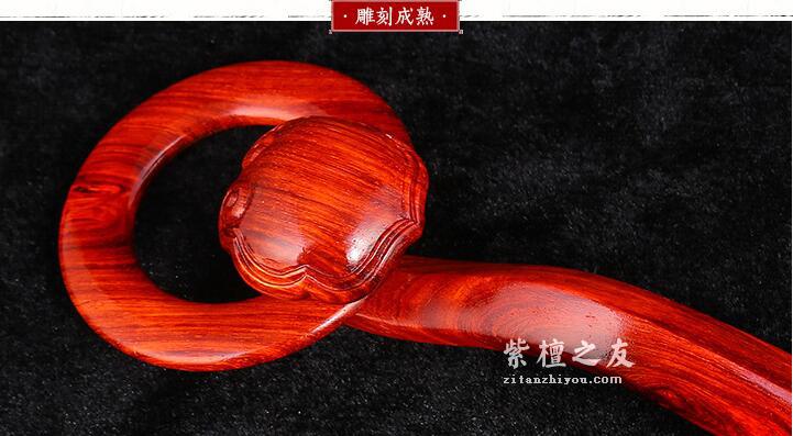 印度小叶紫檀摆件 印度手工浮雕根雕袈裟扣香炉-7