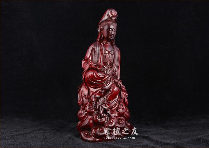 小叶紫檀观音佛像根雕木制工艺品 手工木雕摆件工艺品-1