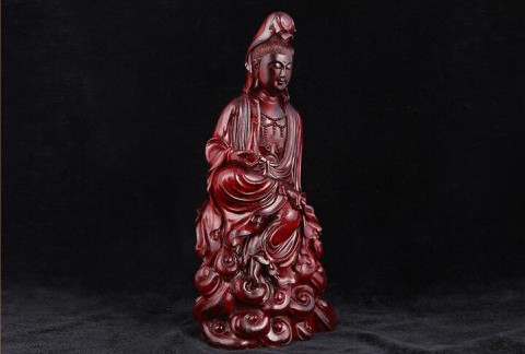 小叶紫檀观音佛像根雕木制工艺品 手工木雕摆件工艺品