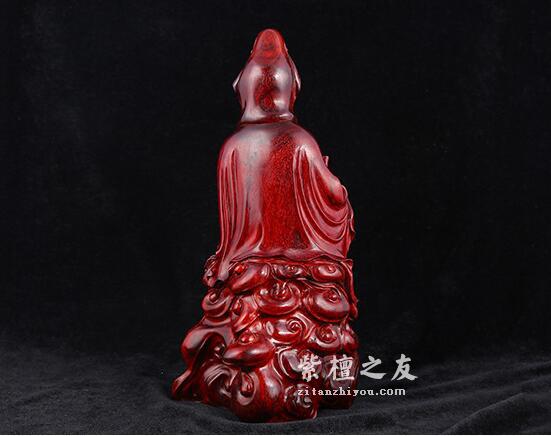 小叶紫檀观音佛像根雕木制工艺品 手工木雕摆件工艺品-2