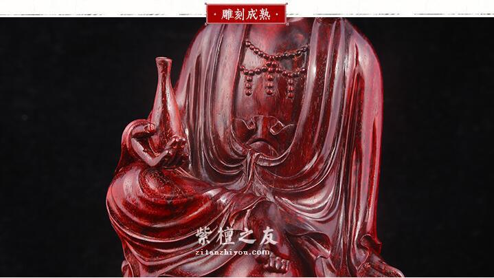 小叶紫檀观音佛像根雕木制工艺品 手工木雕摆件工艺品-6