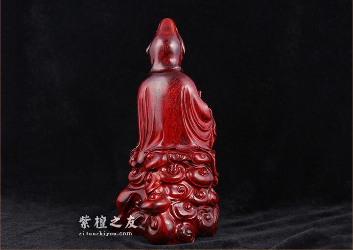 小叶紫檀观音佛像根雕木制工艺品 手工木雕摆件工艺品-5
