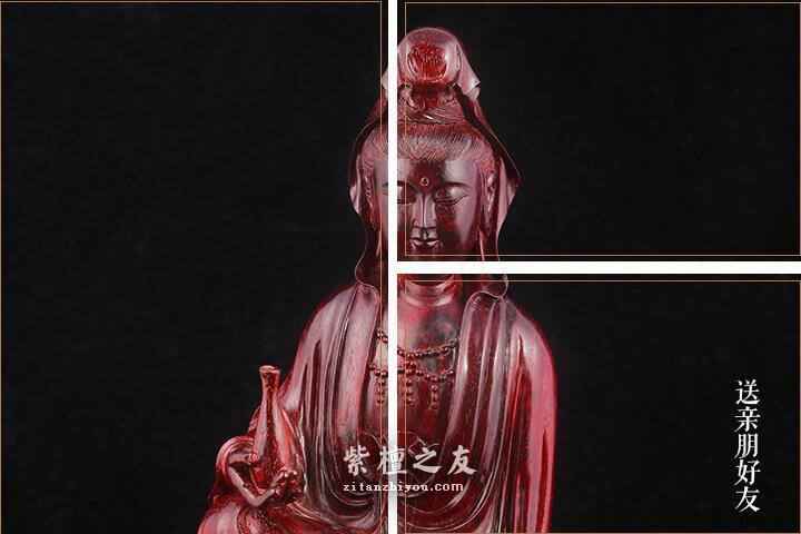 小叶紫檀观音佛像根雕木制工艺品 手工木雕摆件工艺品-7