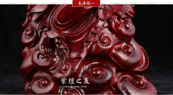 小叶紫檀观音佛像根雕木制工艺品 手工木雕摆件工艺品-8