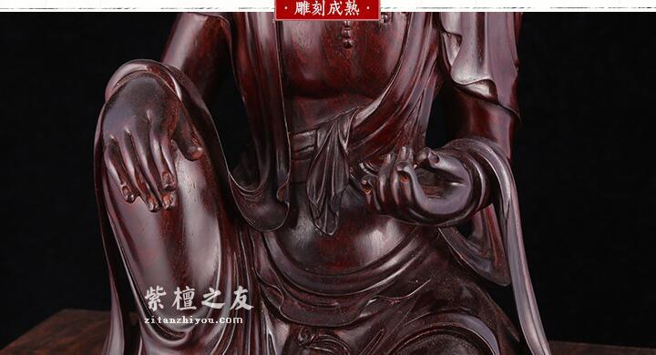手工自在观音佛像工艺品 木雕刻送礼把玩摆件根雕收藏品-3