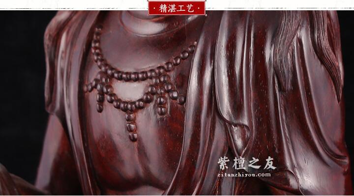 手工自在观音佛像工艺品 木雕刻送礼把玩摆件根雕收藏品-6