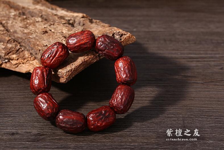正宗印度小叶紫檀野生老林红枣珠手串-1