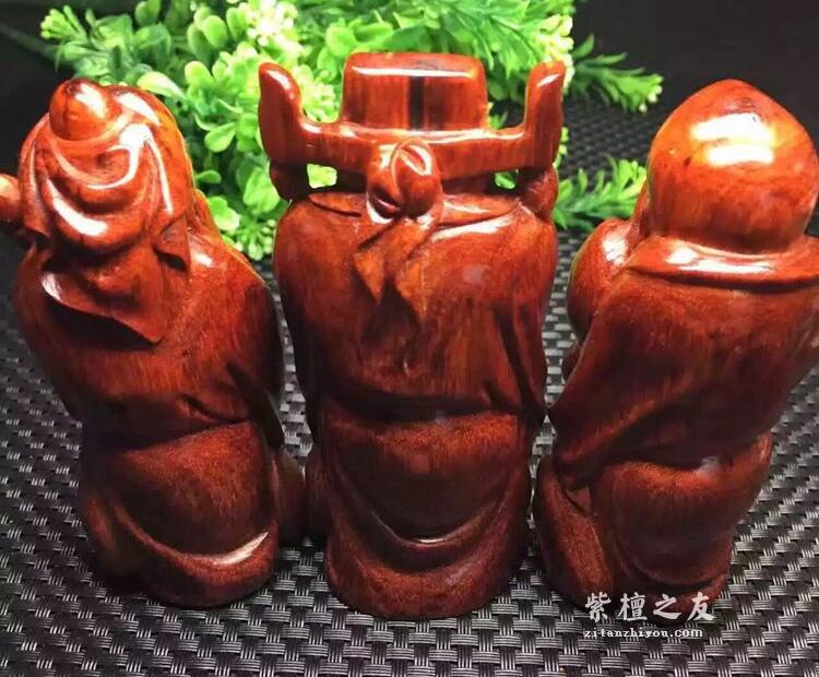 印度小叶紫檀精品福禄寿摆件 鸡血红鱼鳞底材质高油密-3