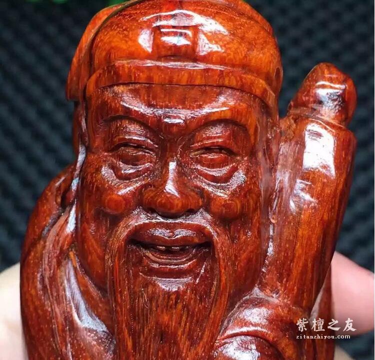 印度小叶紫檀精品福禄寿摆件 鸡血红鱼鳞底材质高油密-2