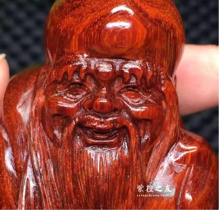 印度小叶紫檀精品福禄寿摆件 鸡血红鱼鳞底材质高油密-7
