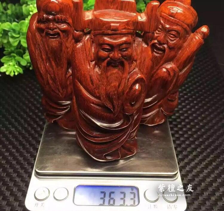 印度小叶紫檀精品福禄寿摆件 鸡血红鱼鳞底材质高油密-9